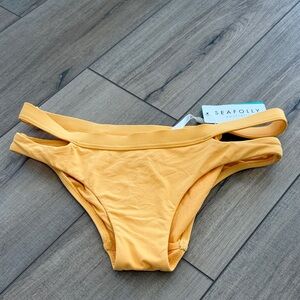 Seafolly Yellow Solid Active Split Band Hipster Bikini Bottoms